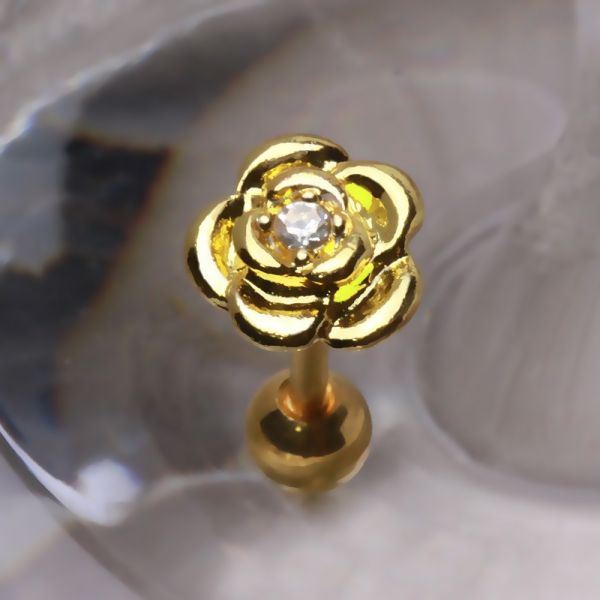 Gold Diamond Rose Cartilage Earring Cartilage Piercing Jewelry Fashion Hut Jewelry
