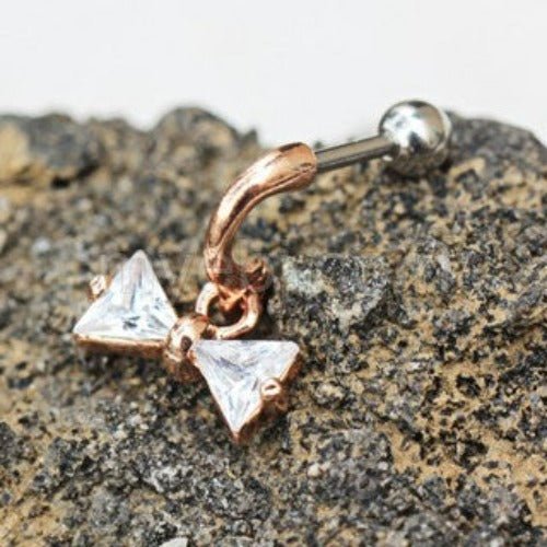 Rose Gold Art of Brilliance Take a Bow Cartilage Earring | Fashion Hut Jewelry