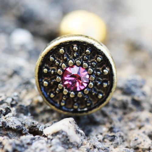 Gold Antique Tribal Shield Cartilage Earring