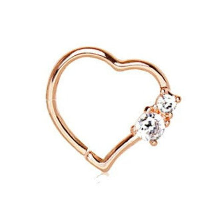 Annealed Rose Gold Jeweled Heart Cartilage Earring | Fashion Hut Jewelry