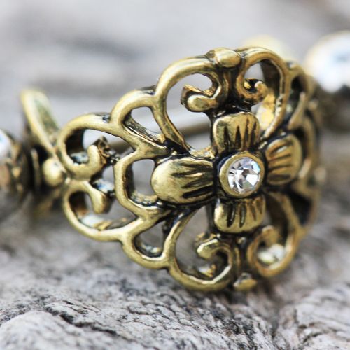 Antique Gold Gemmed Floral Cartilage Ear Cuff