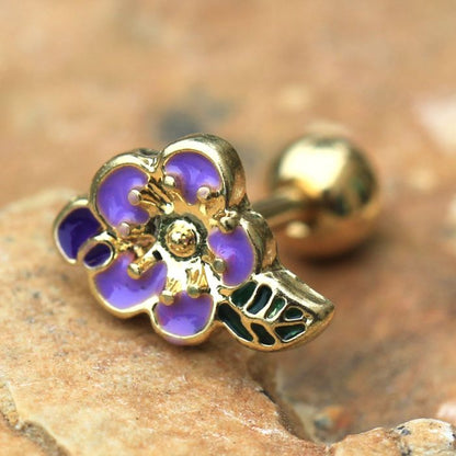 Gold Plated Lavender Flower Cartilage Earring