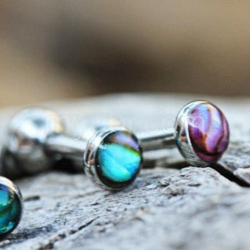 316L Stainless Steel Cartilage Earring with Abalone Shell - Fashion Hut Jewelry