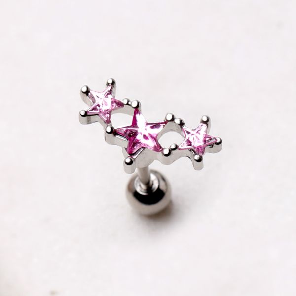 316L Surgical Steel Triple Star Cartilage Earring