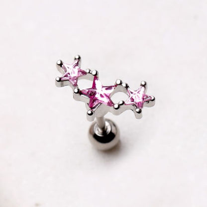 316L Surgical Steel Triple Star Cartilage Earring