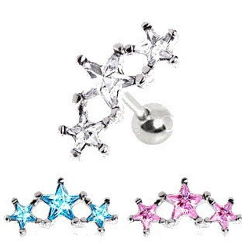 316L Surgical Steel Triple Star Cartilage Earring - Fashion Hut Jewelry