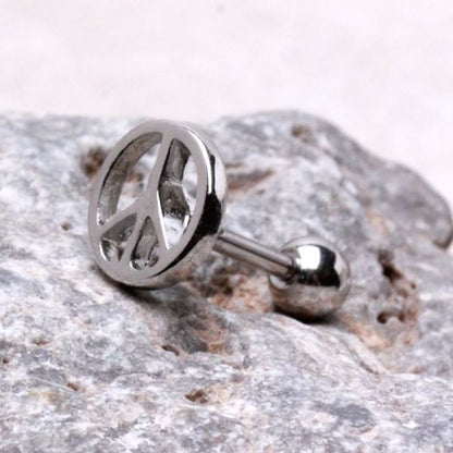 Surgical Steel Peace Sign Cartilage Earring