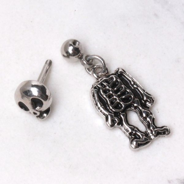 Pair of 316L Surgical Steel Two-Piece Skeleton Dangle Earrings