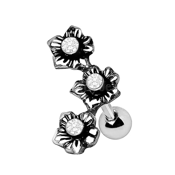 316L Stainless Steel Triple Flower Cartilage Earring
