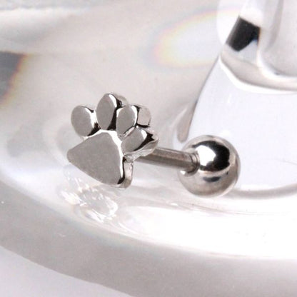316L Stainless Steel Puppy Paw Print Cartilage Earring