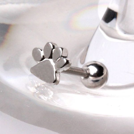 316L Stainless Steel Puppy Paw Print Cartilage Earring