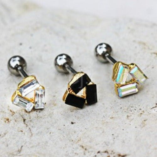 316L Stainless Steel Art of Brilliance Art Deco Cartilage Earring | Fashion Hut Jewelry
