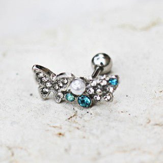 316L Stainless Steel Art of Brilliance Branched Butterfly Cartilage Earring | Fashion Hut Jewelry