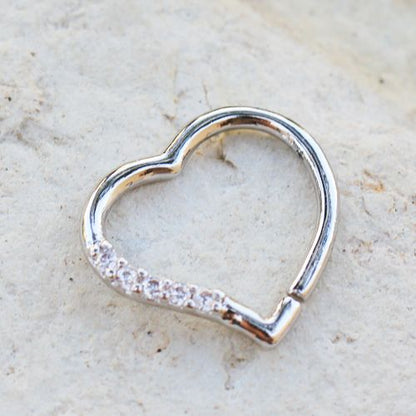 Annealed 316L Stainless Steel Jeweled Heart Cartilage Earring