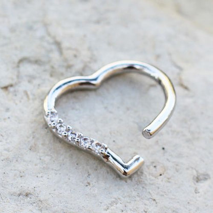 Annealed 316L Stainless Steel Jeweled Heart Cartilage Earring