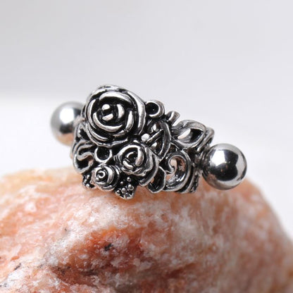 316L Stainless Steel Black Roses Cartilage Cuff Earring