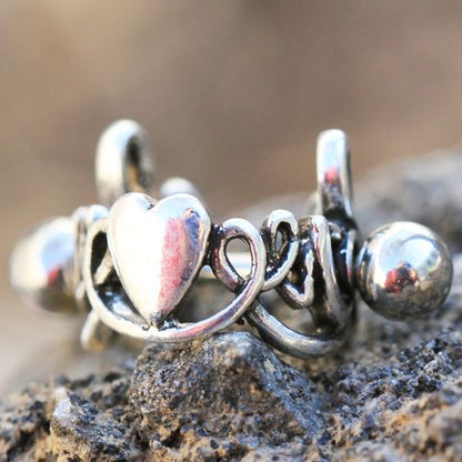 316L Stainless Steel LOVE Script with Heart Cartilage Ear Cuff