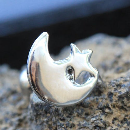 316L Stainless Steel Moon and Star Cartilage Earring