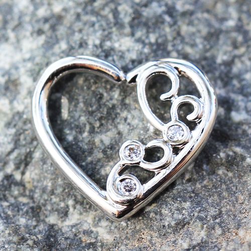 Jeweled Ornate Heart Annealed Cartilage Earring