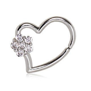 316L Stainless Steel Heart Cartilage Earring with Flower - Fashion Hut Jewelry