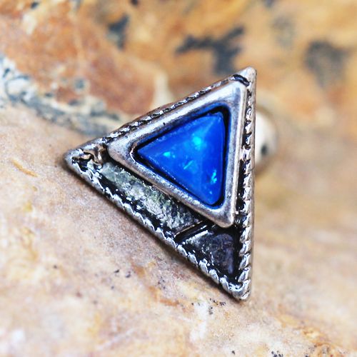 316L Stainless Steel Blue Synthetic Opal Triangle Cartilage Earring