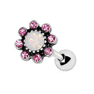 Pink Flower Cartilage Tragus Earring | Fashion Hut Jewelry