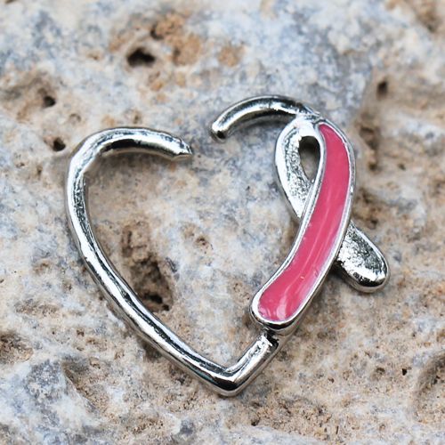 316L Stainless Steel Pink Ribbon Heart Cartilage Earring