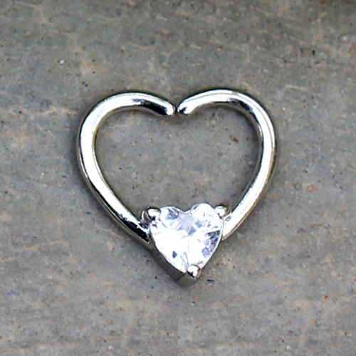 316L Stainless Steel Jeweled Heart Shaped Seamless Ring