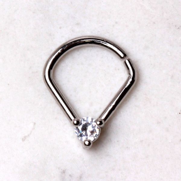 316L Stainless Steel Jeweled Teardrop Shaped Seamless Ring