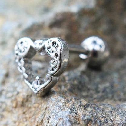 316L Stainless Steel Decorated Heart Cartilage Earring