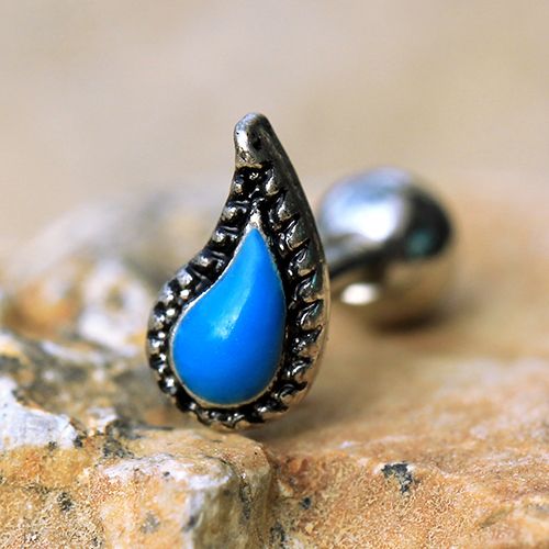 Aqua Teardrop Cartilage Earring