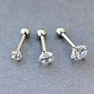 316L Stainless Steel Prong Set CZ Triple Helix / Cartilage Earring | Fashion Hut Jewelry