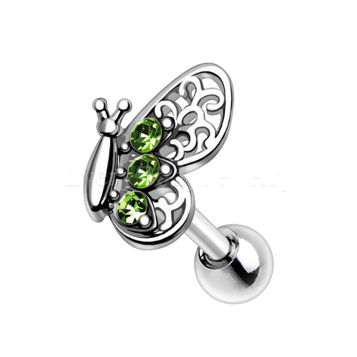 316L Stainless Steel Green Butterfly Cartilage Earring | Fashion Hut Jewelry