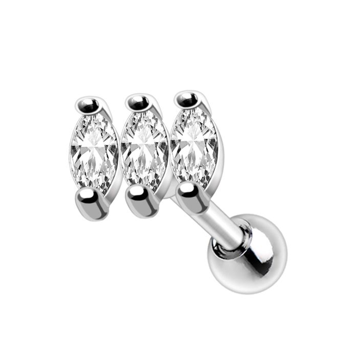 316L Stainless Steel Mini Triple Marquise Cut CZ Cartilage Earring