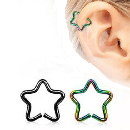 PVD Plated Star Shaped Cartilage Earring | Fashion Hut Jewelry