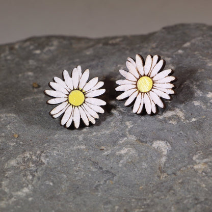 Daisy Wooden Earrings | Floral Garden Jewelry