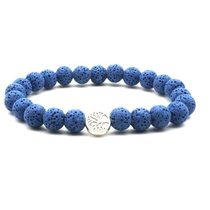 Dark Blue Lava Stone Tree of Life Essential Oil Bracelet
