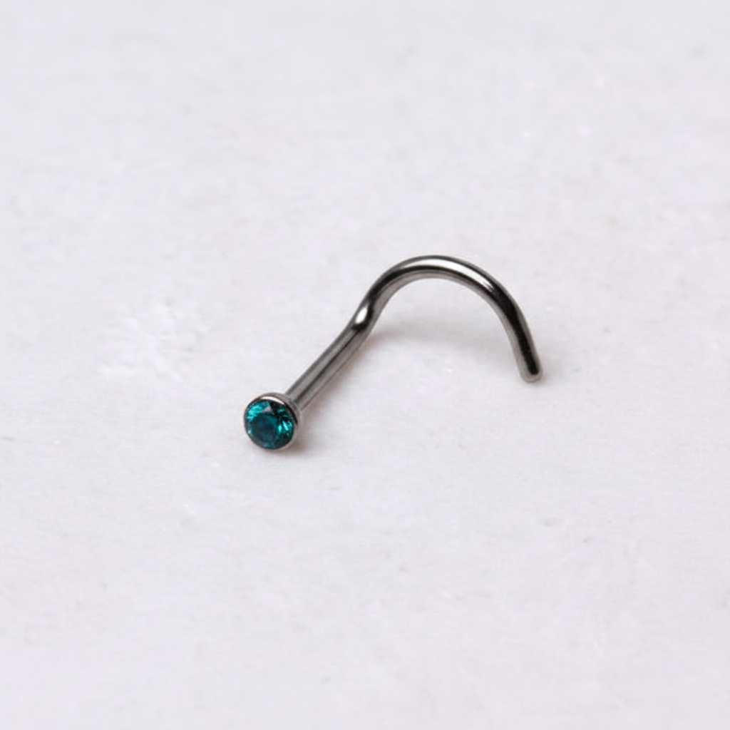 316L Surgical Steel Opalite Screw Nose Ring - multiple options are available