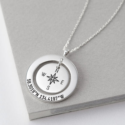 Coordinates Necklace • Long Distance Gift • Latitude Longitude Jewelry