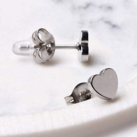 Pair of 316L Stainless Steel Heart Stud Earrings Fashion Hut Jewelry
