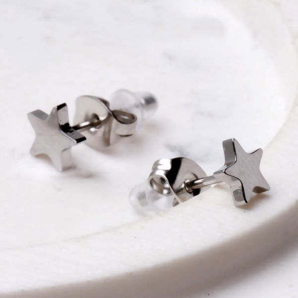 Pair of 316L Stainless Steel Star Stud Earrings Fashion Hut Jewelry