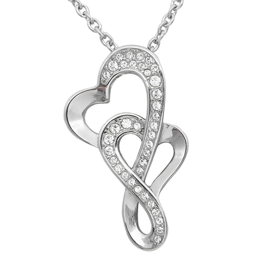 Eternal Love Heart Necklace Silver Infinity Crystal Pendant