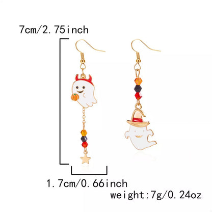 Halloween Ghost Pumpkin Drop Earrings