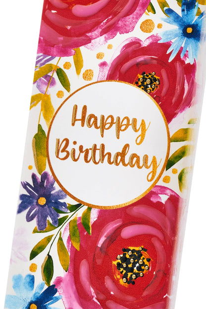Flatyz Happy Birthday With Floral Print Candle