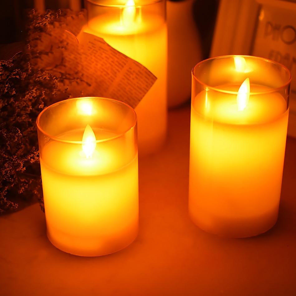 Flameless LED Wax Candle with Amber Glass