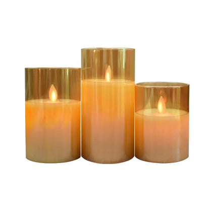 Flameless LED Wax Candle with Amber Glass