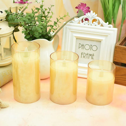 Flameless LED Wax Candle with Amber Glass