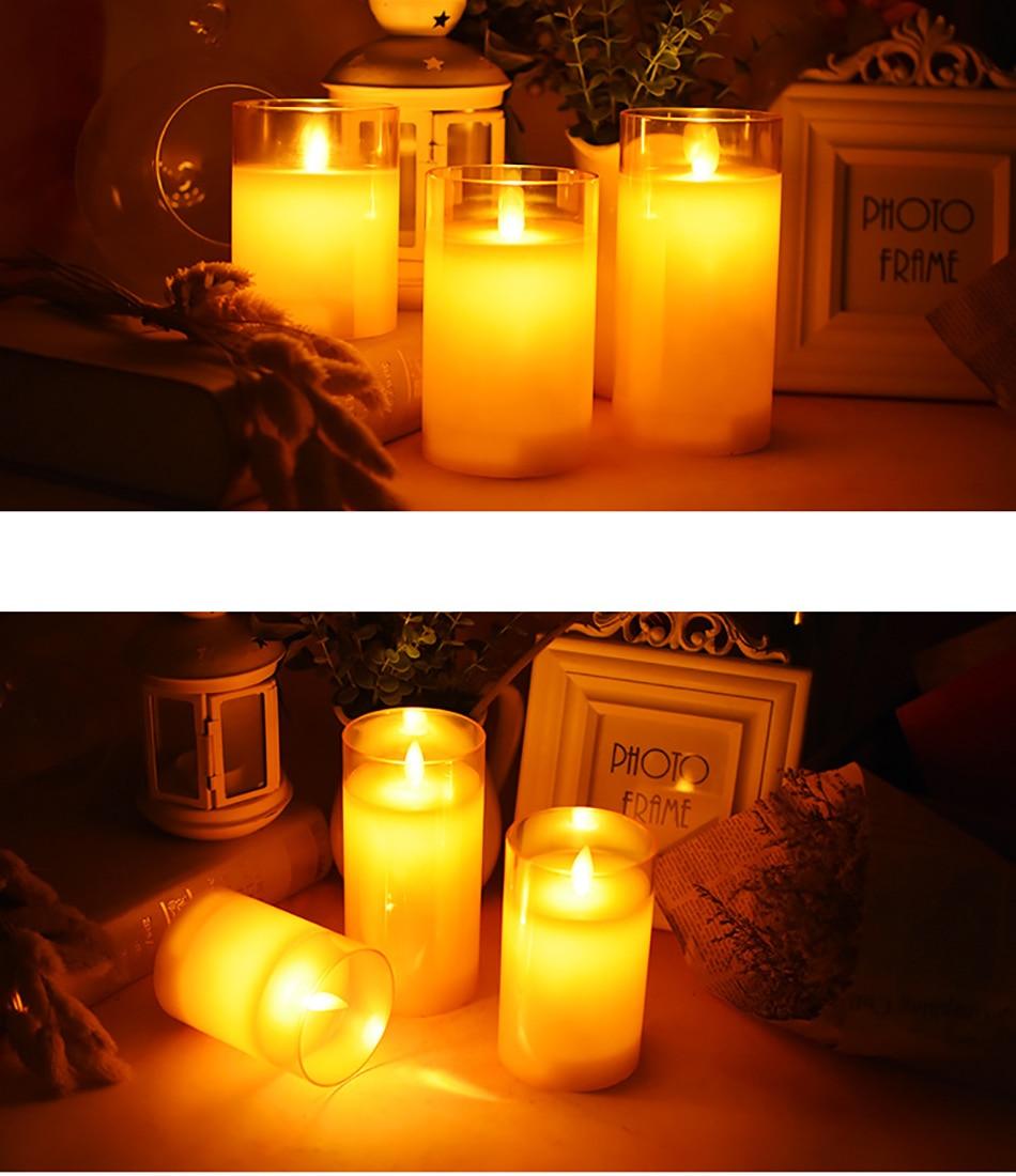 Flameless LED Wax Candle with Amber Glass