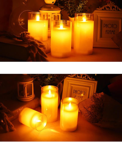 Flameless LED Wax Candle with Amber Glass