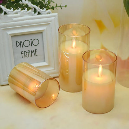Flameless LED Wax Candle with Amber Glass